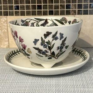 Portmeirion Botanic Garden Berry Bowl and Plate 6.75” D x 4” H, 8” Round Plate